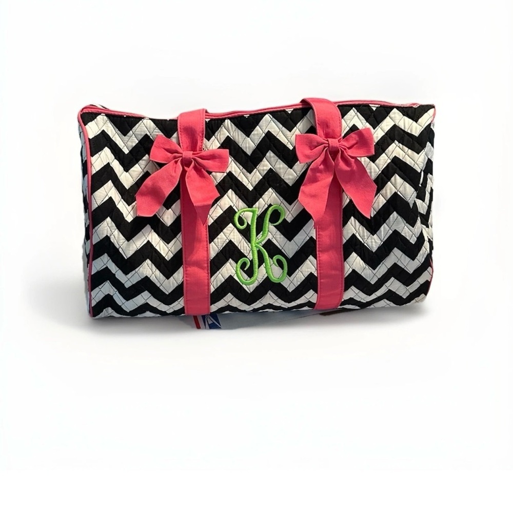 Chevron Black and Pink Tote Bag - Picture 2 of 8
